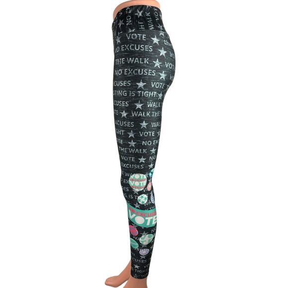 Terez Presidential Election Vote Multicolor Mid Rise Pull On Legging Pants Sz S - Picture 2 of 6